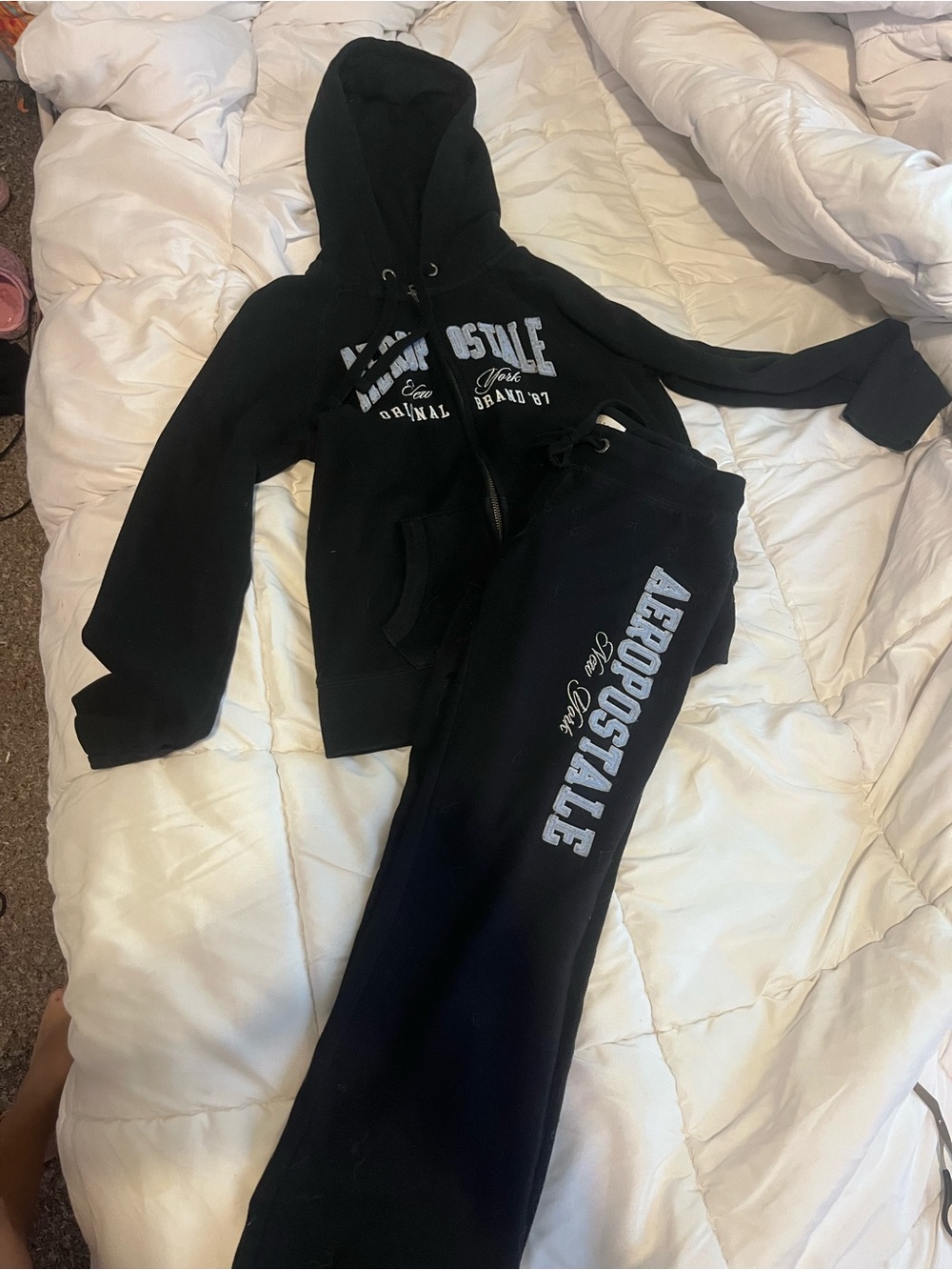 Aeropostale women’s Black Hoodie and Joggers with White Logo